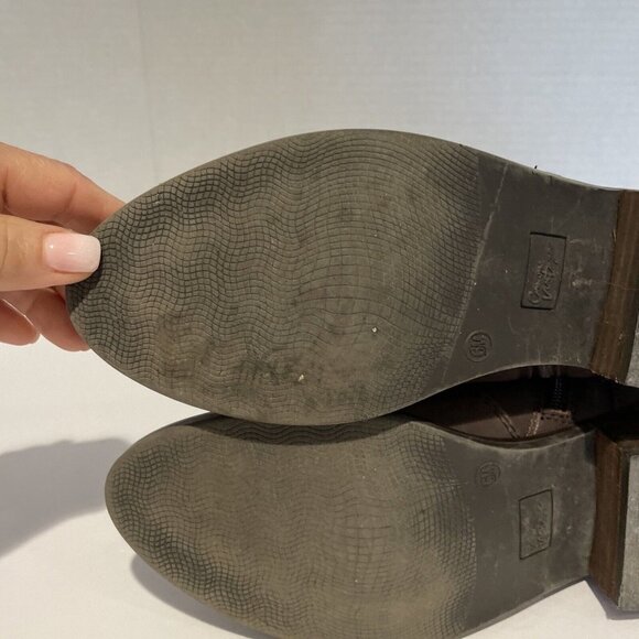 CROWN VINTAGE Womens Leather Ankle Boot Size 6M Cathy Side Zip Brown Blogger Fav - Picture 9 of 11